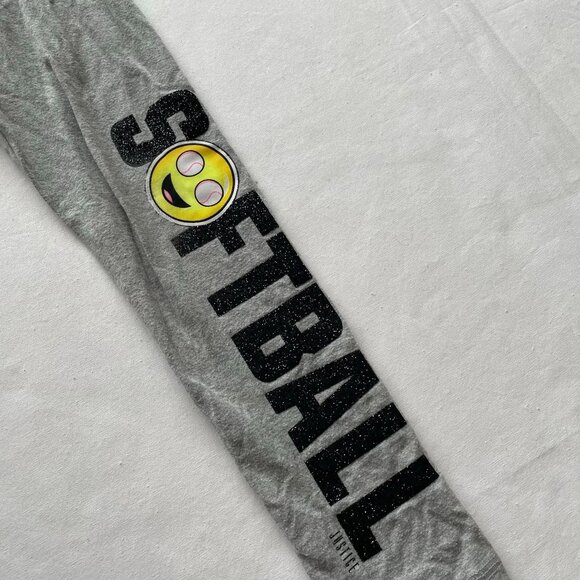 Justice Active Girls Size 7 Gray Softball Leggings With Purple Waistband - Picture 3 of 6